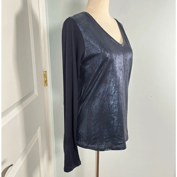 Majestic Filatures Metallic Long-Sleeve V-Neck Tee size 2 - Picture 7 of 10